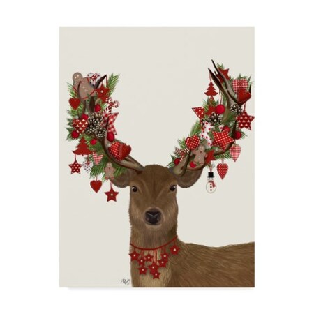 Trademark Fine Art Fab Funky 'Deer, Homespun Wreath' Canvas Art, 24x32 WAG00439-C2432GG